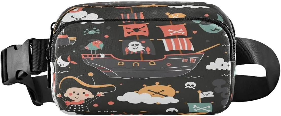 ALAZA Ocean Sea Sugar Skull Ship Waist Packs Spot Belt Bag Crossbody Bag Fanny Pack Pouch for Men Women Hiking Running Cycling Traveling