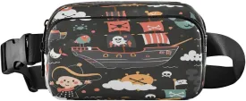 ALAZA Ocean Sea Sugar Skull Ship Waist Packs Spot Belt Bag Crossbody Bag Fanny Pack Pouch for Men Women Hiking Running Cycling Traveling