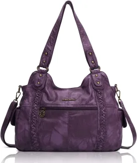 Angel Barcelo Roomy Fashion Hobo Womens Handbags Ladies Purse Satchel Shoulder Bags Tote Washed Leather Bag
