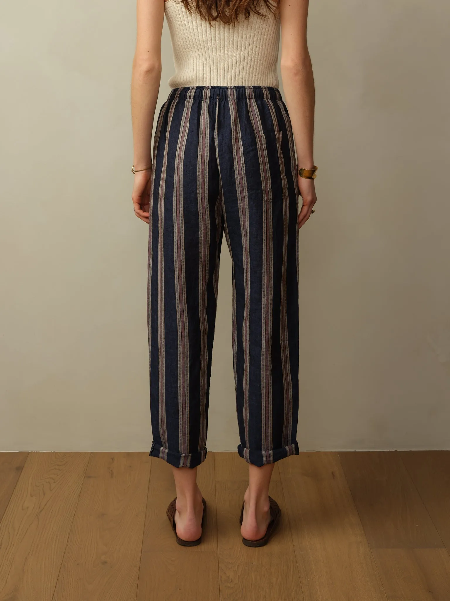 Bali Drawstring Embroidered Linen Pant - Final Sale