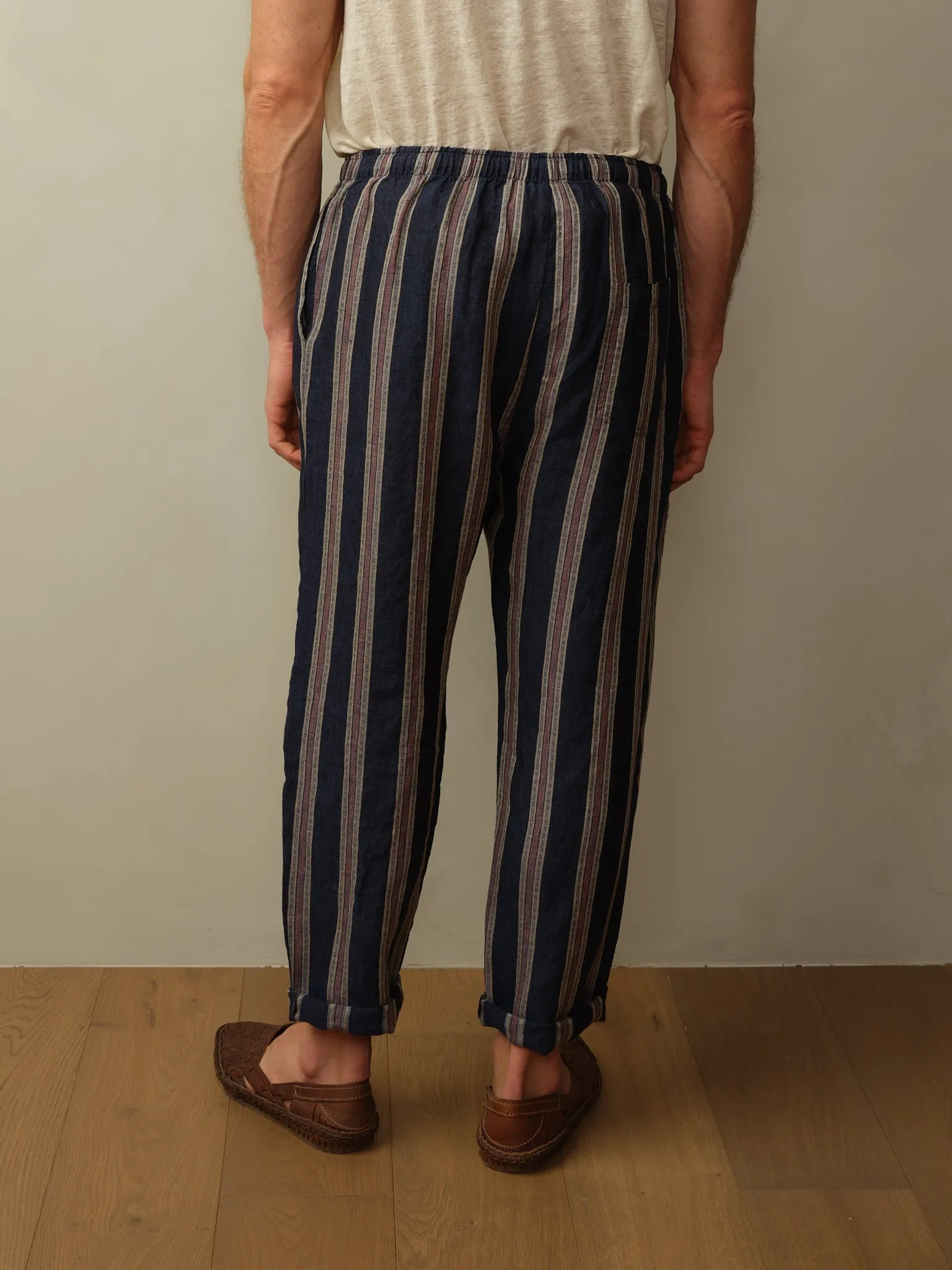 Bali Drawstring Embroidered Linen Pant - Final Sale