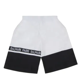 Balmain Kids Logo Print Nylon Swim Shorts