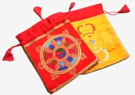 Brocade Buddhist Ritul Symbol Drawstring Mala Bag