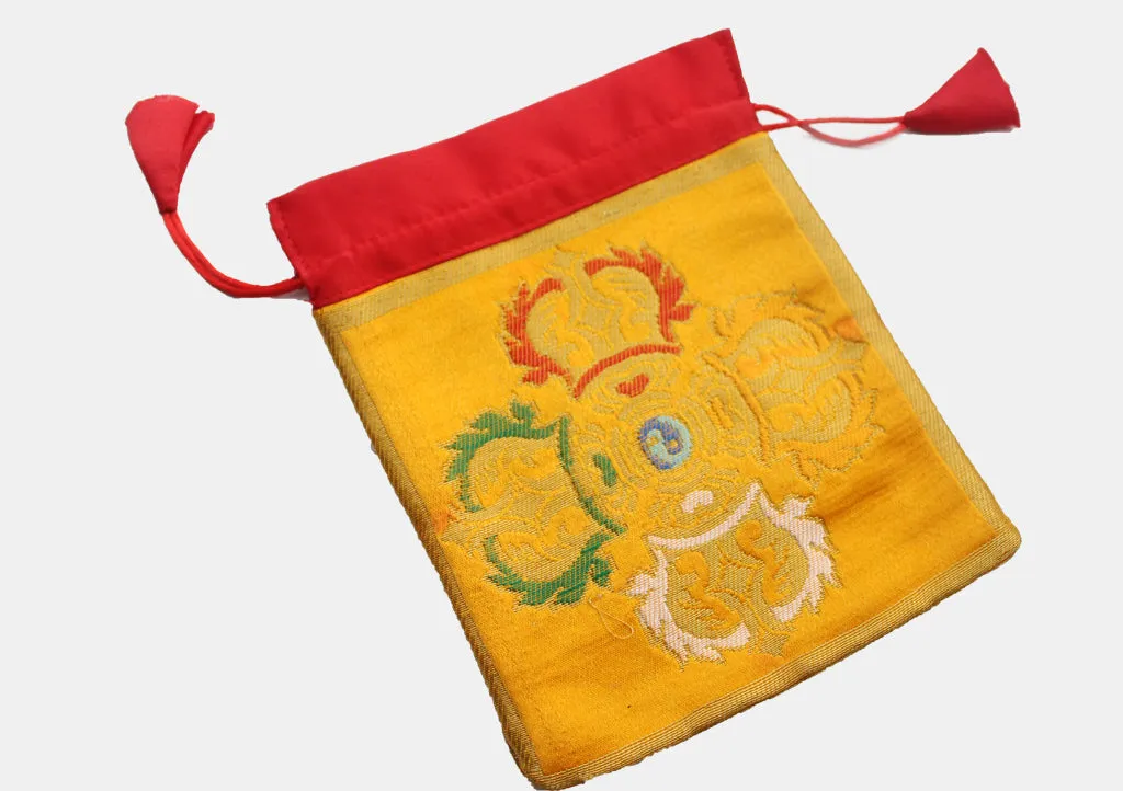 Brocade Buddhist Ritul Symbol Drawstring Mala Bag