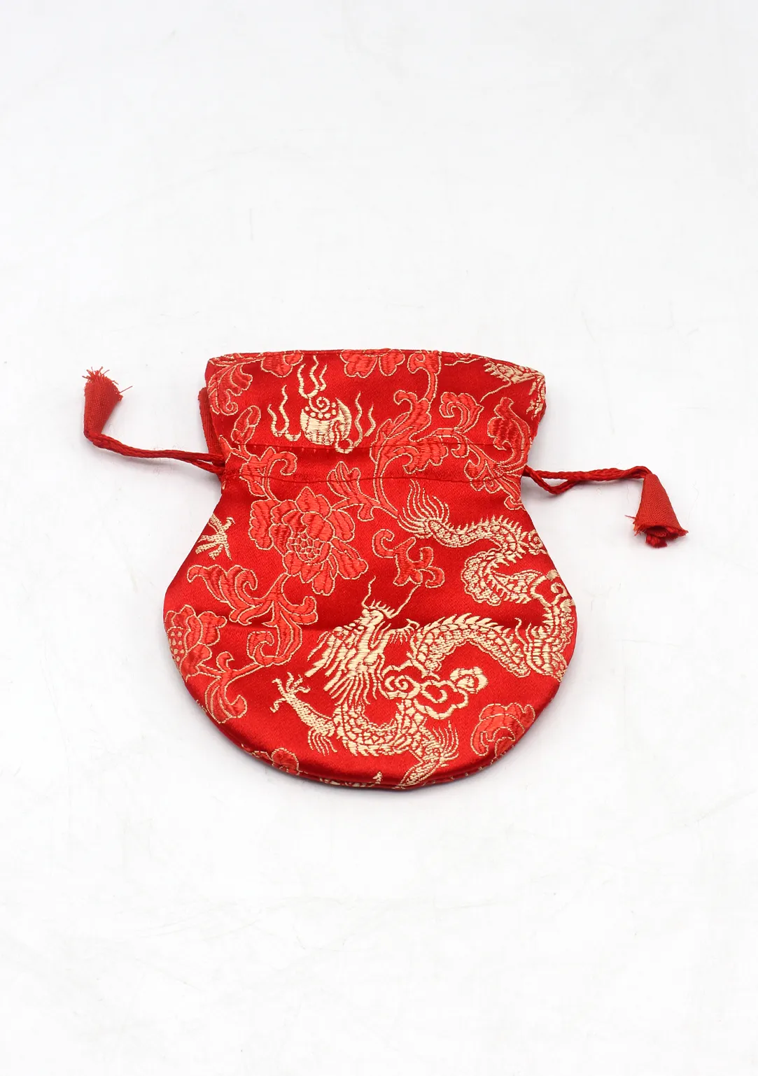 Dragon Silk Brocade Drawstring Mala Bag