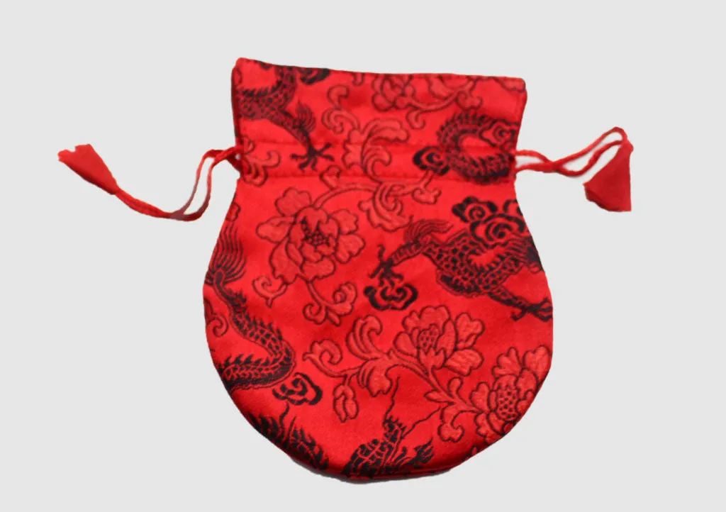 Dragon Silk Brocade Drawstring Mala Bag