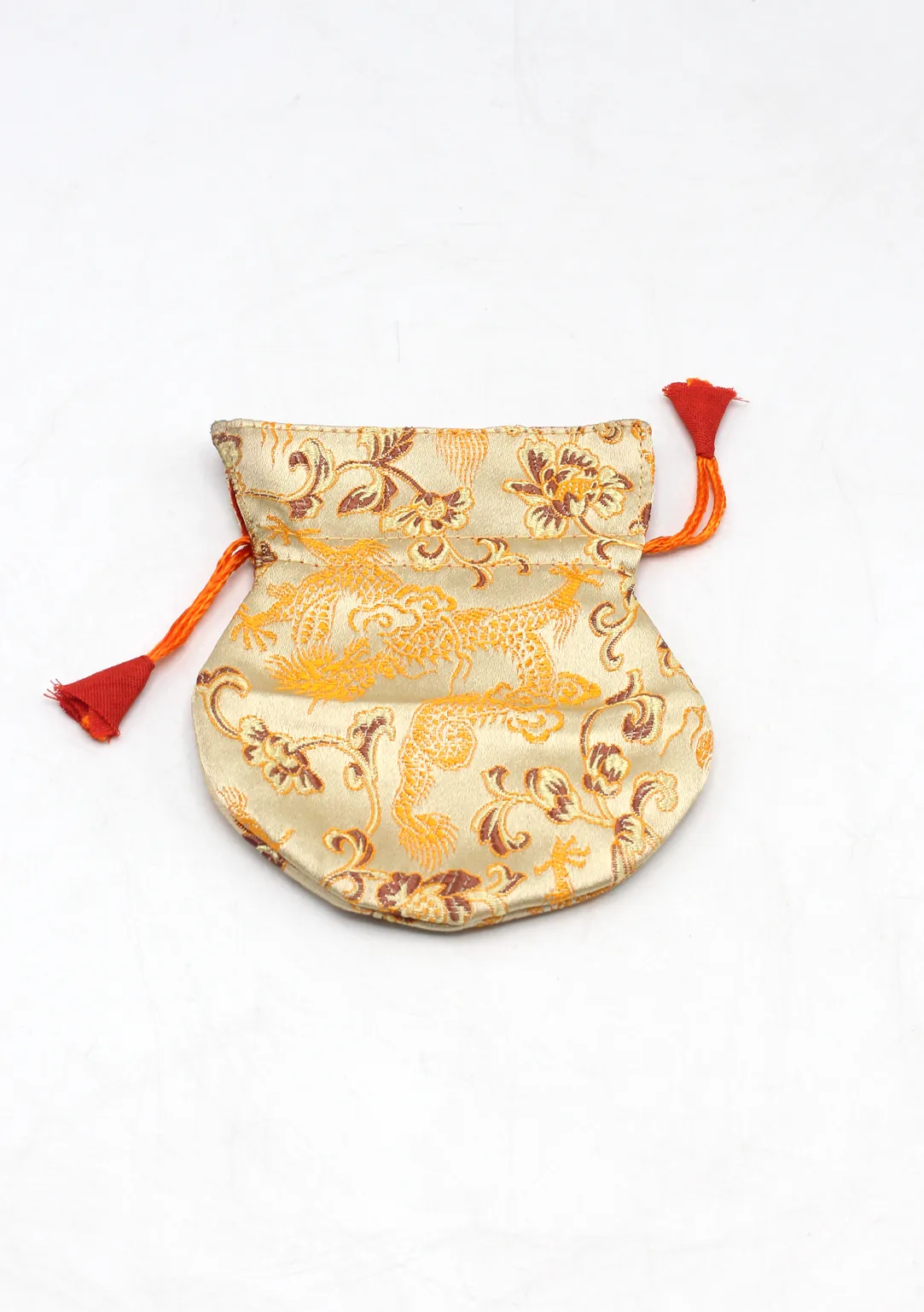 Dragon Silk Brocade Drawstring Mala Bag