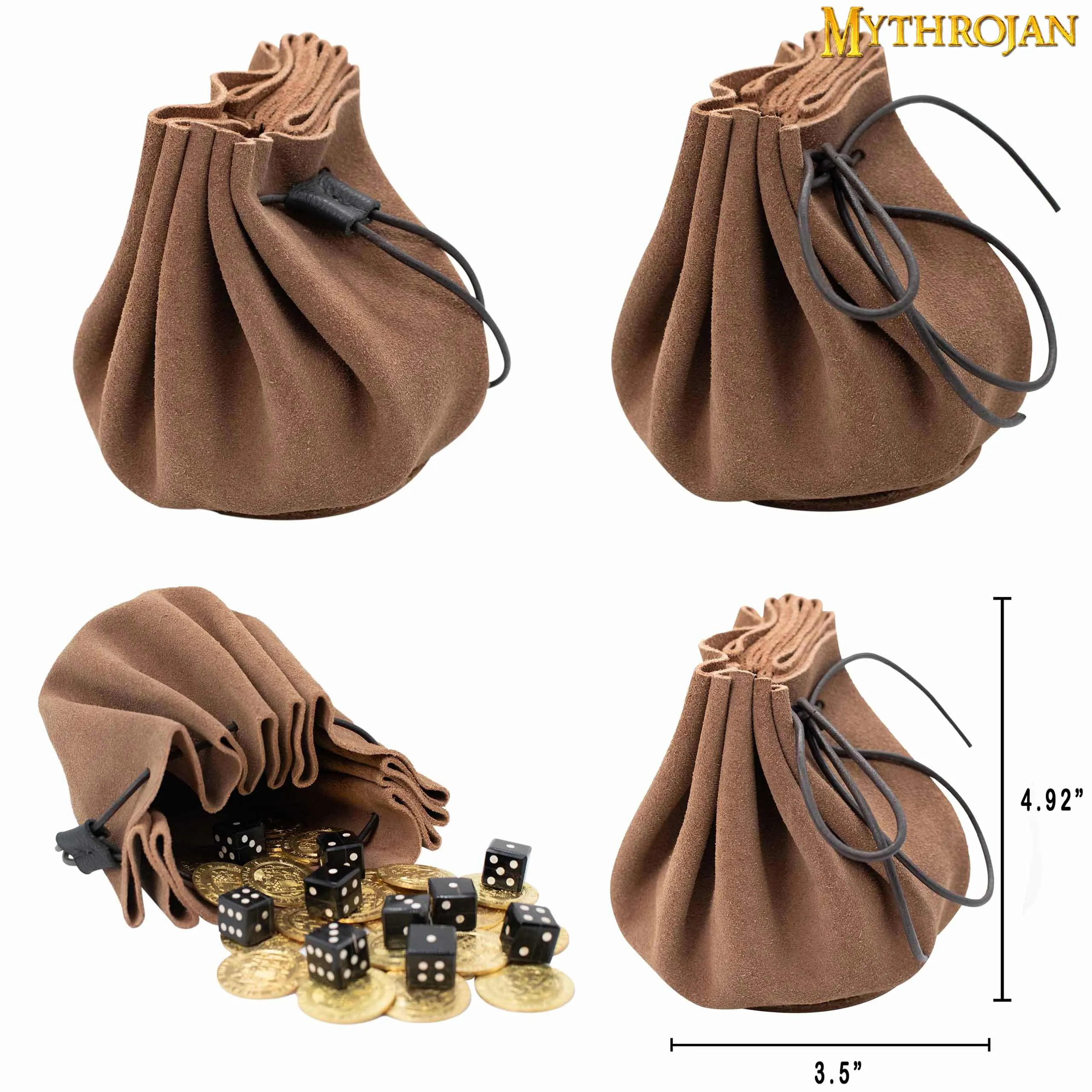 Drawstring Dice Bag - Brown