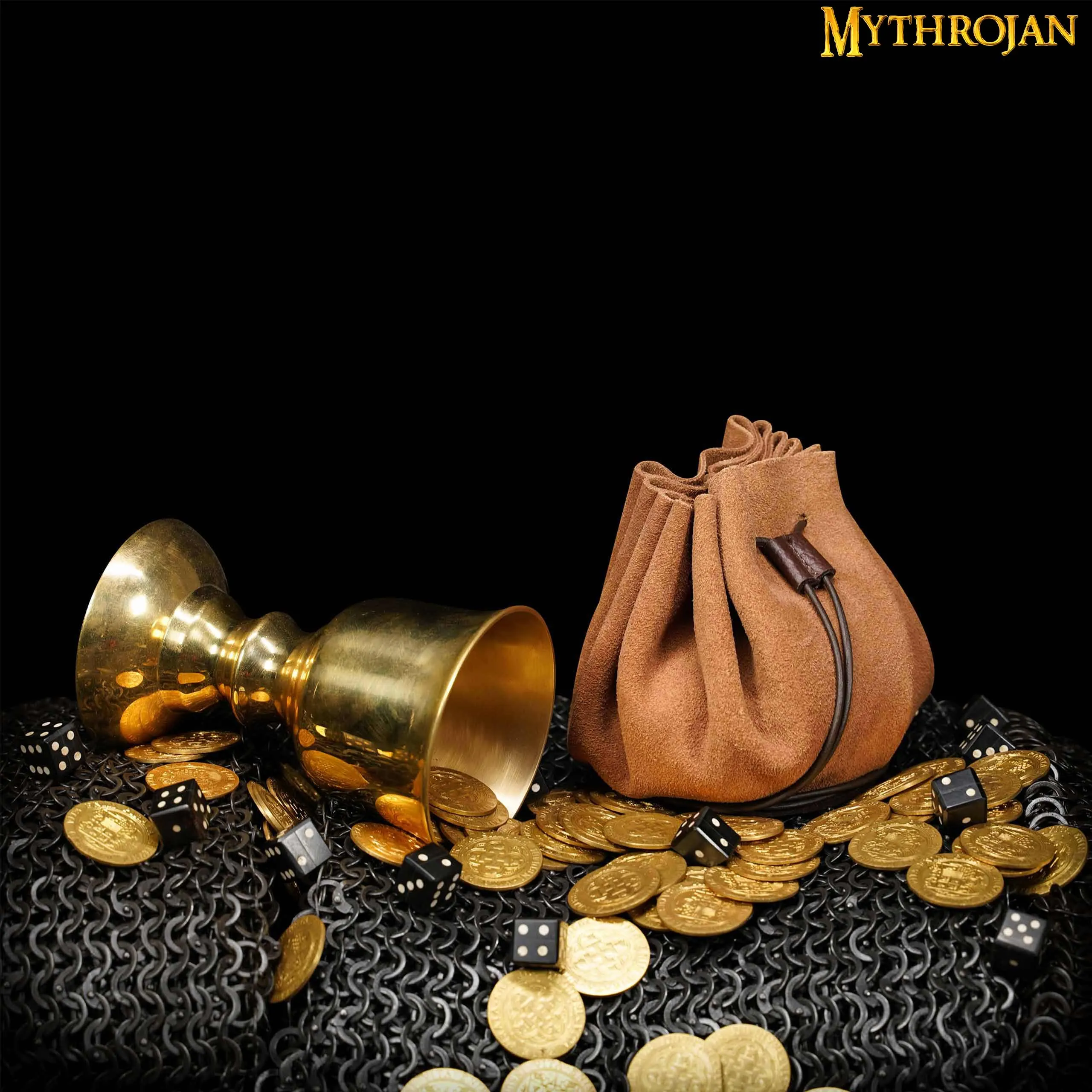 Drawstring Dice Bag - Brown