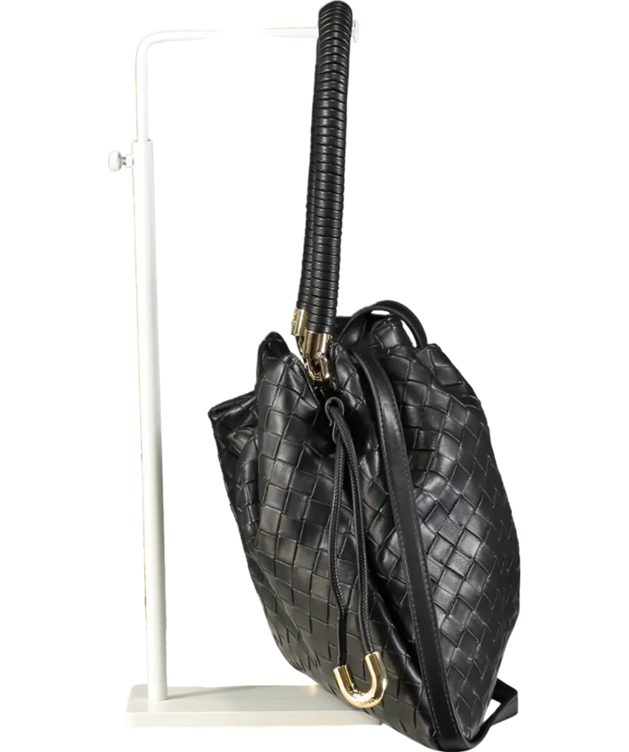 Dune Primrose L - Black Leather Drawstring Bag