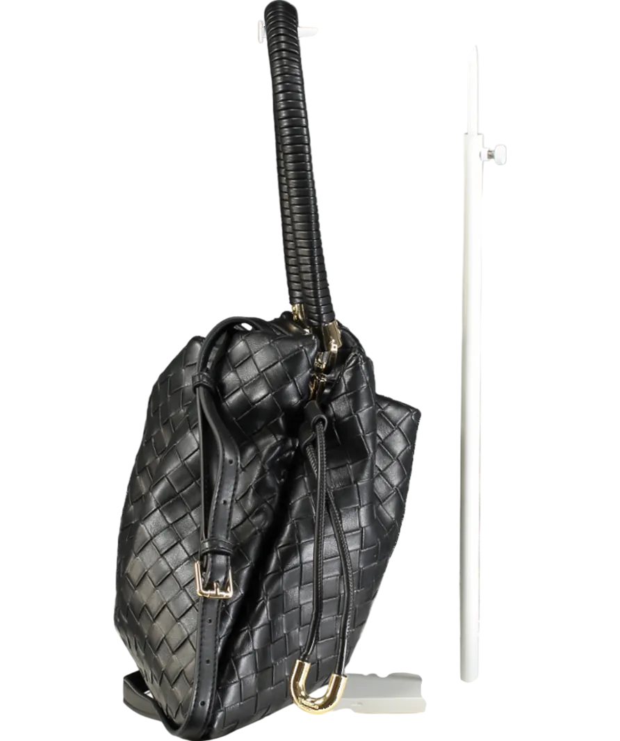 Dune Primrose L - Black Leather Drawstring Bag