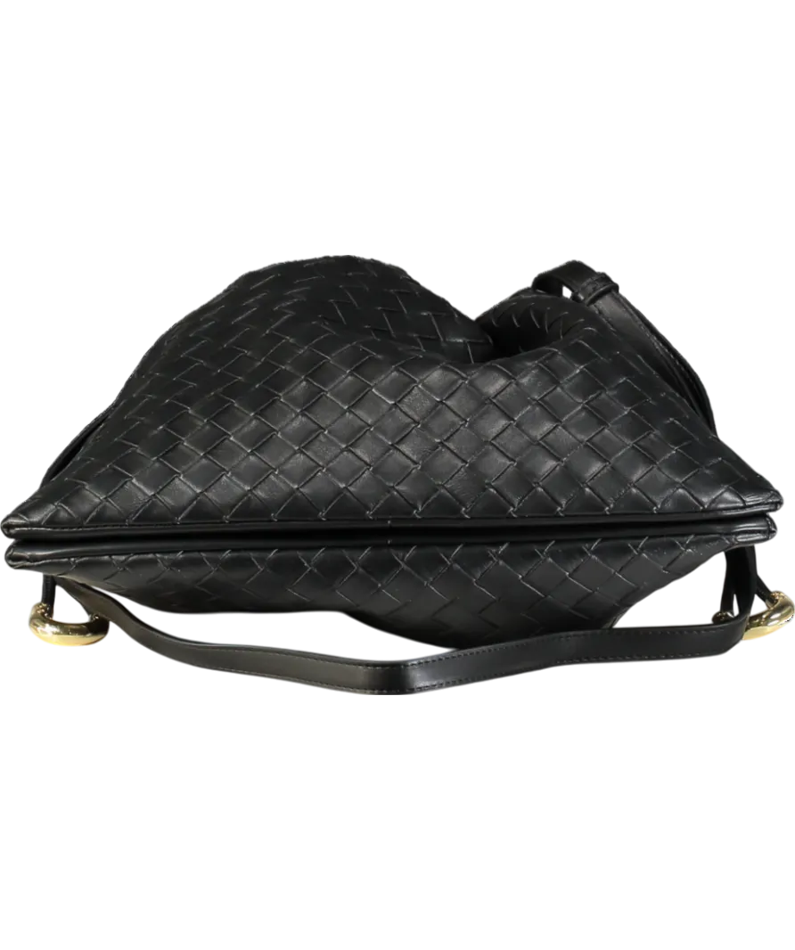 Dune Primrose L - Black Leather Drawstring Bag
