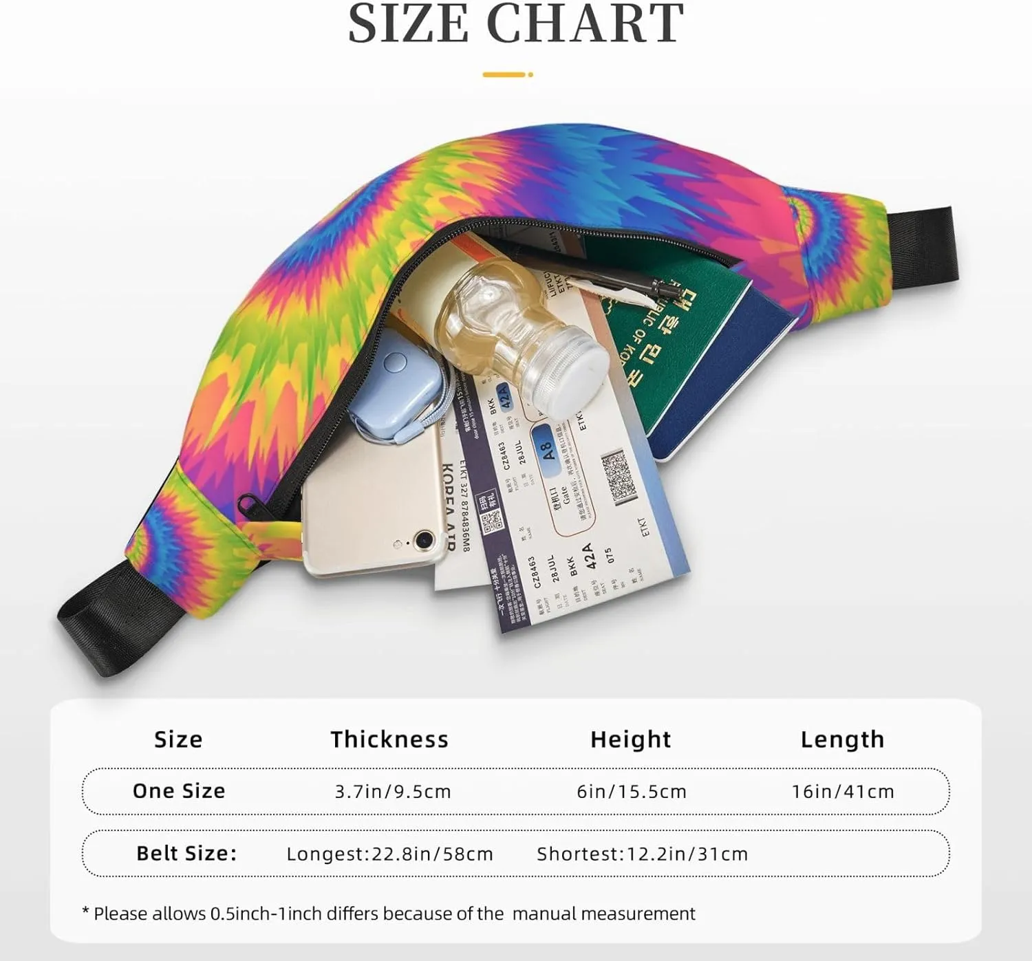 Fanny Pack for Women Men,Spiral Tie-Dye Large Crossbody Waist Pack Belt Bag for Workout Hiking Running Travel, Onesize