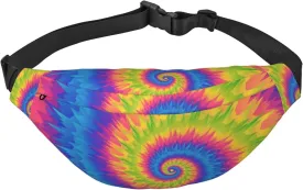 Fanny Pack for Women Men,Spiral Tie-Dye Large Crossbody Waist Pack Belt Bag for Workout Hiking Running Travel, Onesize