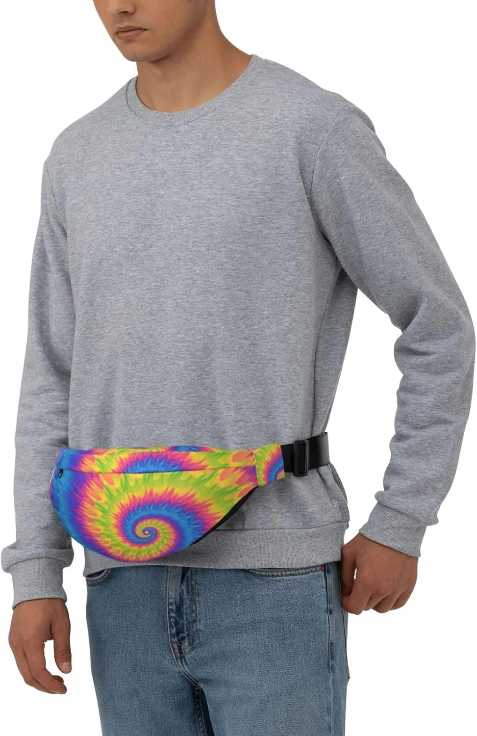 Fanny Pack for Women Men,Spiral Tie-Dye Large Crossbody Waist Pack Belt Bag for Workout Hiking Running Travel, Onesize