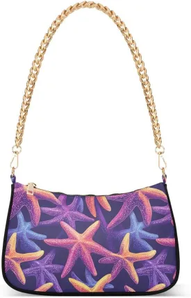 Fantasy Starfish Tote Bag Shoulder Bag Hobo Handbag for Women Ladies Mini Clutch Purse with Zipper Closure