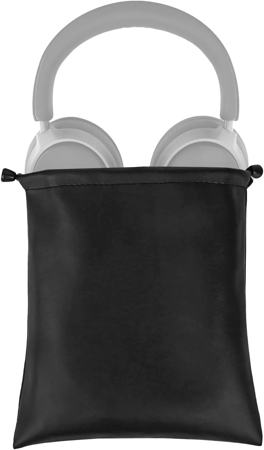 Geekria Headphone Carrying Bag/Universal Headset Protection Pouch/Portable Travel Bag/Soft Headphones Travel Bag (Black PU)