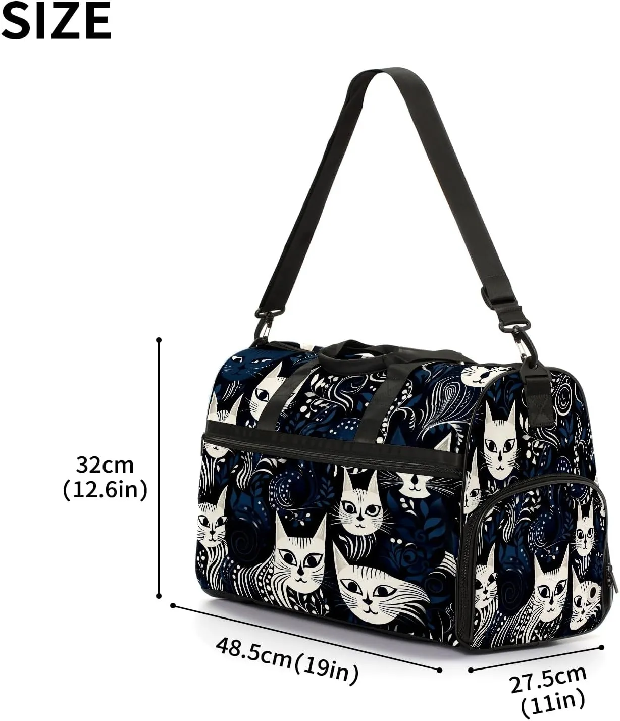 Gym Bag for Women, Carry on Weekender Overnight Bag, Travel Duffel Bags, Personal Item Travel Bag Tote Bag Workout Dance Bag, Cat - 10