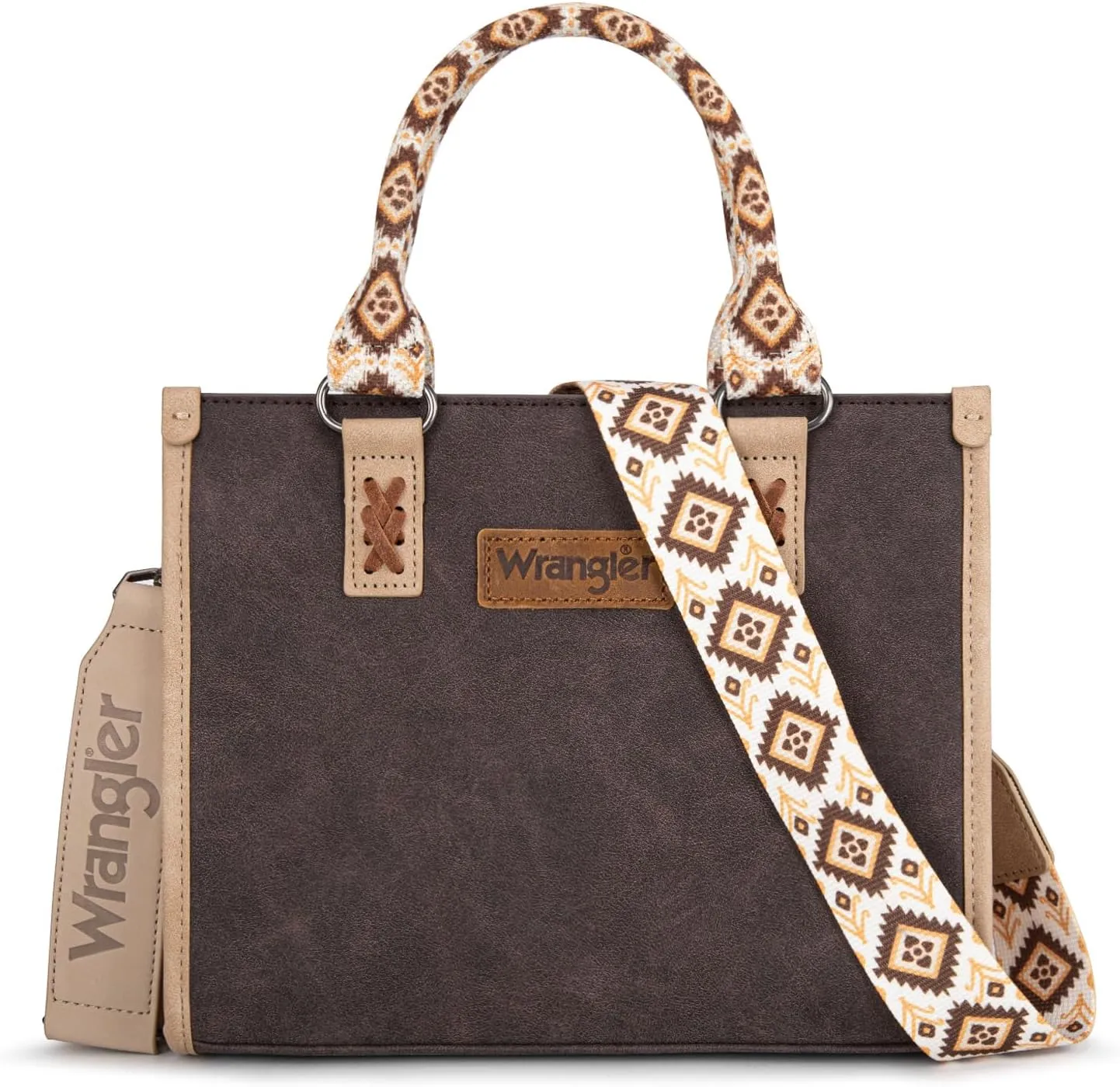 Montana West Wrangler Tote Bag for Women Western Retro Purse Top Handle Handbags with Aztec Strap