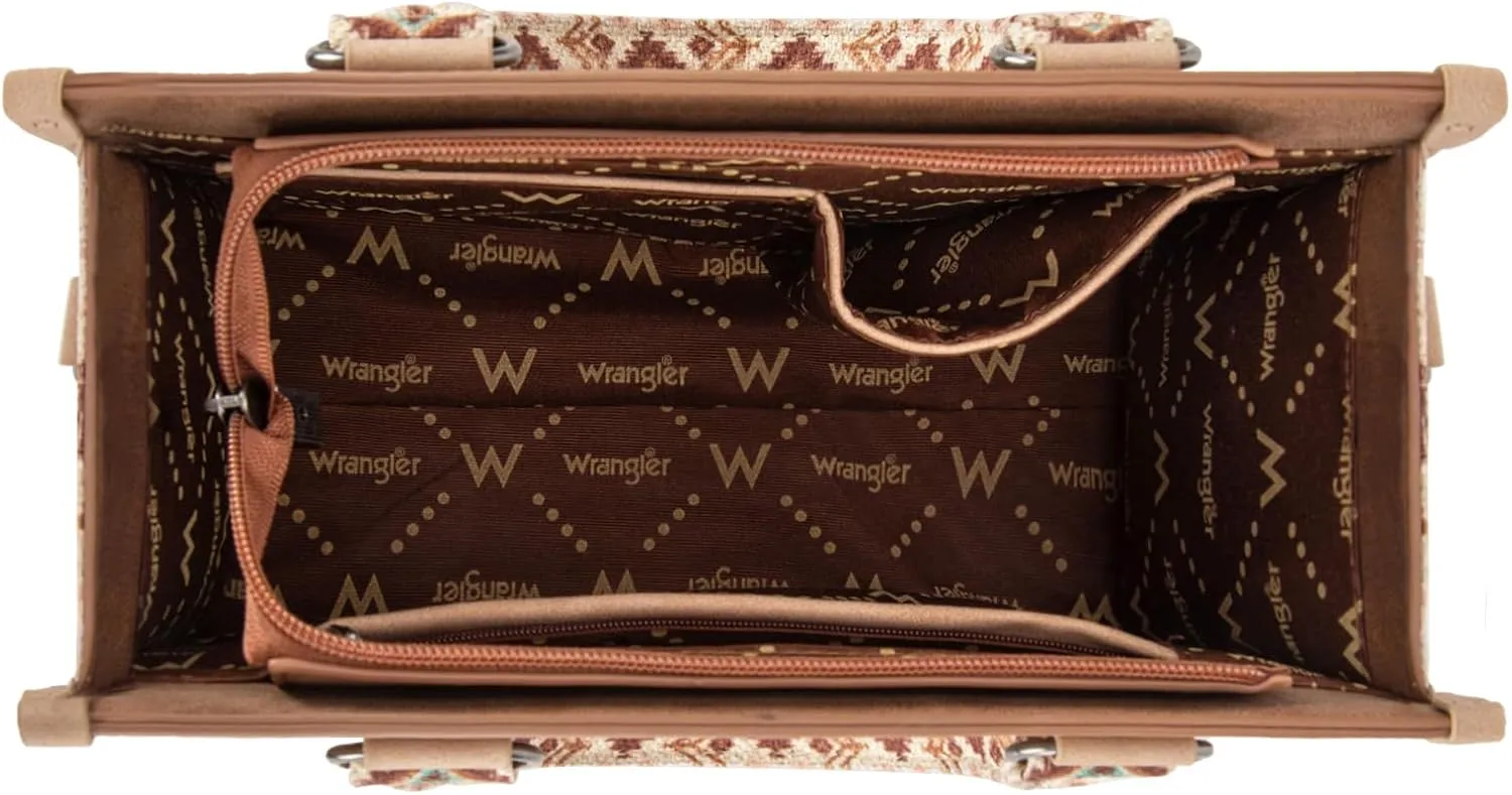 Montana West Wrangler Tote Bag for Women Western Retro Purse Top Handle Handbags with Aztec Strap