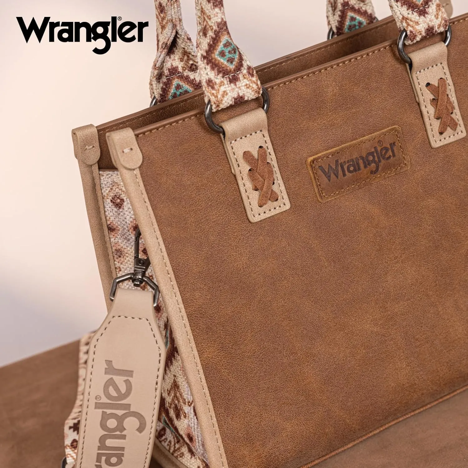 Montana West Wrangler Tote Bag for Women Western Retro Purse Top Handle Handbags with Aztec Strap