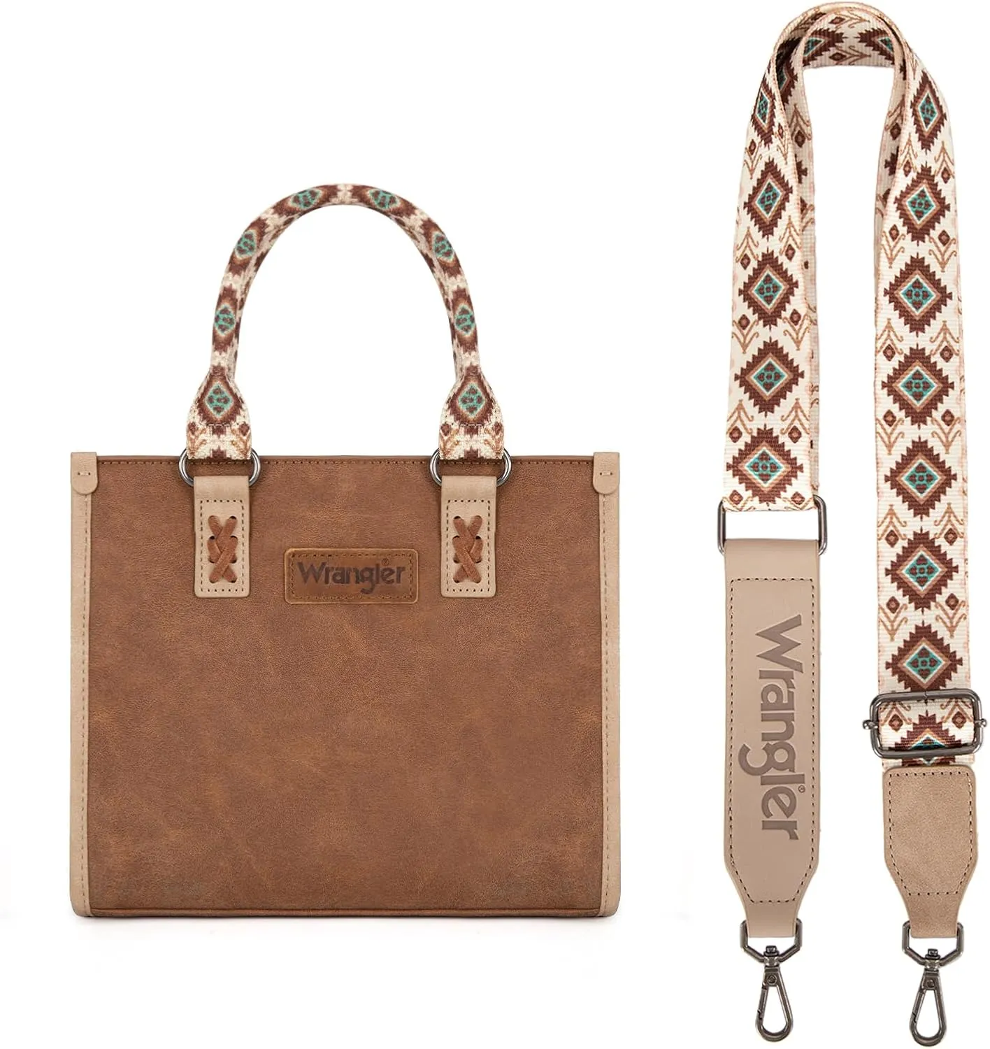 Montana West Wrangler Tote Bag for Women Western Retro Purse Top Handle Handbags with Aztec Strap