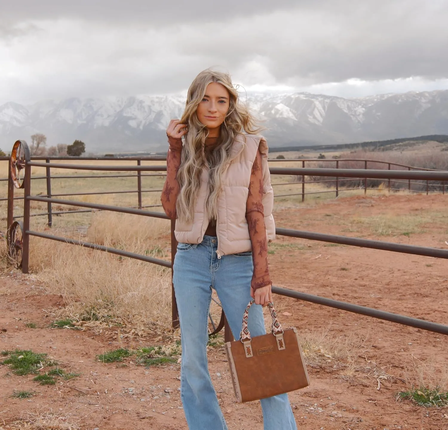 Montana West Wrangler Tote Bag for Women Western Retro Purse Top Handle Handbags with Aztec Strap