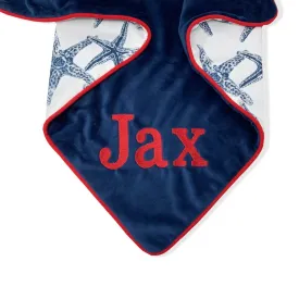 Navy Starfish Minky Blanket