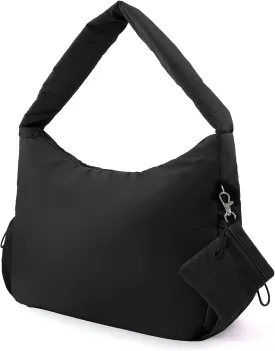 ORAD Nylon Shoulder Bag for Women Puffer Nylon Hobo Purse Lightweight Large Nylon Hobo Handbag Nylon Crescent Bag with Zipper