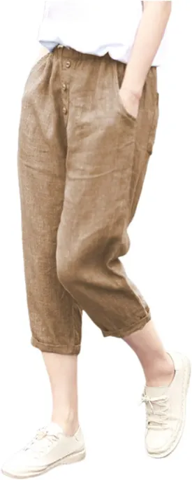PTOLOCIF Womens Cotton Linen Pants Straight Leg Dress Pants High Waist Cotton Linen Pant Flowy Wide Leg Summer Boho Trousers