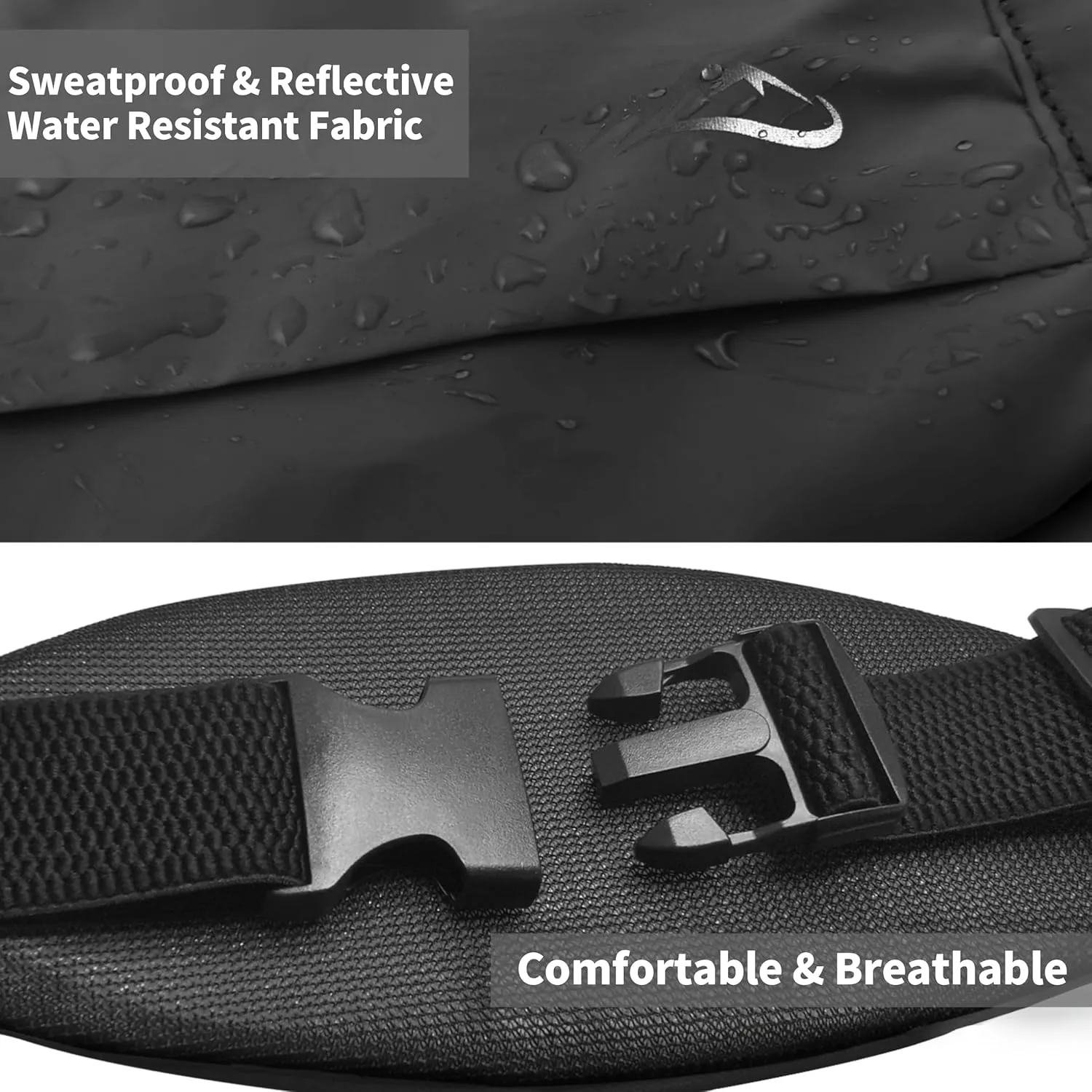 Running Fanny Pack Whole Bag Reflective, Running belt for Women &Men,Sweatproof Phone Holder Workout, Running Waist Pack(black)