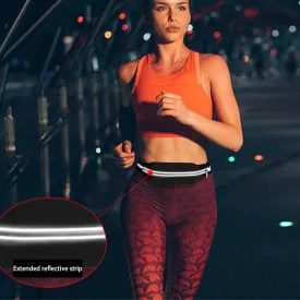 Slim Adjustable Running Belt Waist Pack, Reflective Runners Belt Jogging Pocket Belt,Waist Pack Bag for Hiking Cycling Workout,Holds All iPhone Models,Black