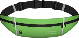 Slim Running Belt Sport Fanny Pack for Women Men,Outdoor Reflective Waist Pack Runner Pouch Belt, Zipper Waterproof Running Phone Holder Jogging Pouch for Phone Money Belt Waist Bag (Green)