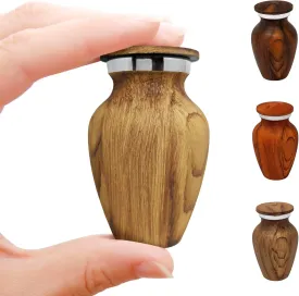 Small Wood Grain Keepsake Urn for Human Ashes - Mini Memorial Cremation Urn - Elegant Little Urns for Ashes - Keepsake Urns for Human Ashes - Perfect Tribute for Loved Ones (Oak)