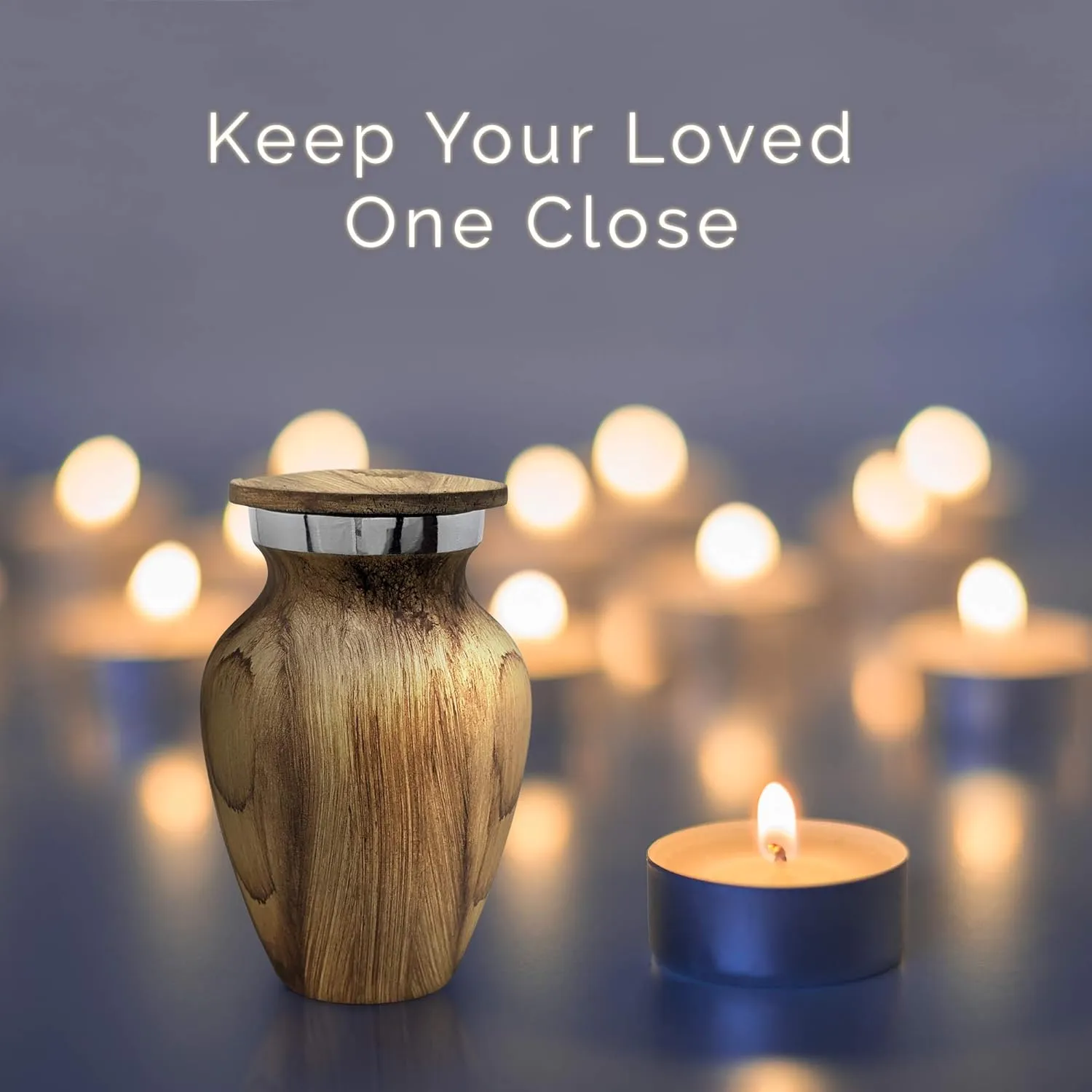 Small Wood Grain Keepsake Urn for Human Ashes - Mini Memorial Cremation Urn - Elegant Little Urns for Ashes - Keepsake Urns for Human Ashes - Perfect Tribute for Loved Ones (Oak)