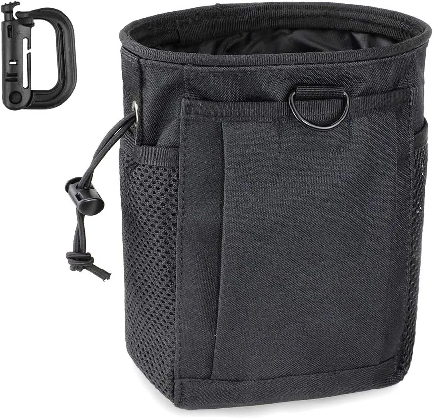 Tactical Molle Dump Pouch, Magazine Recovery Pouch Drastring Ammo Bag Belt Utility Fanny Adjustable Military Holster Bag Outdoor for Airsoft Paintball Hunting Gear with D-Ring Grimlock