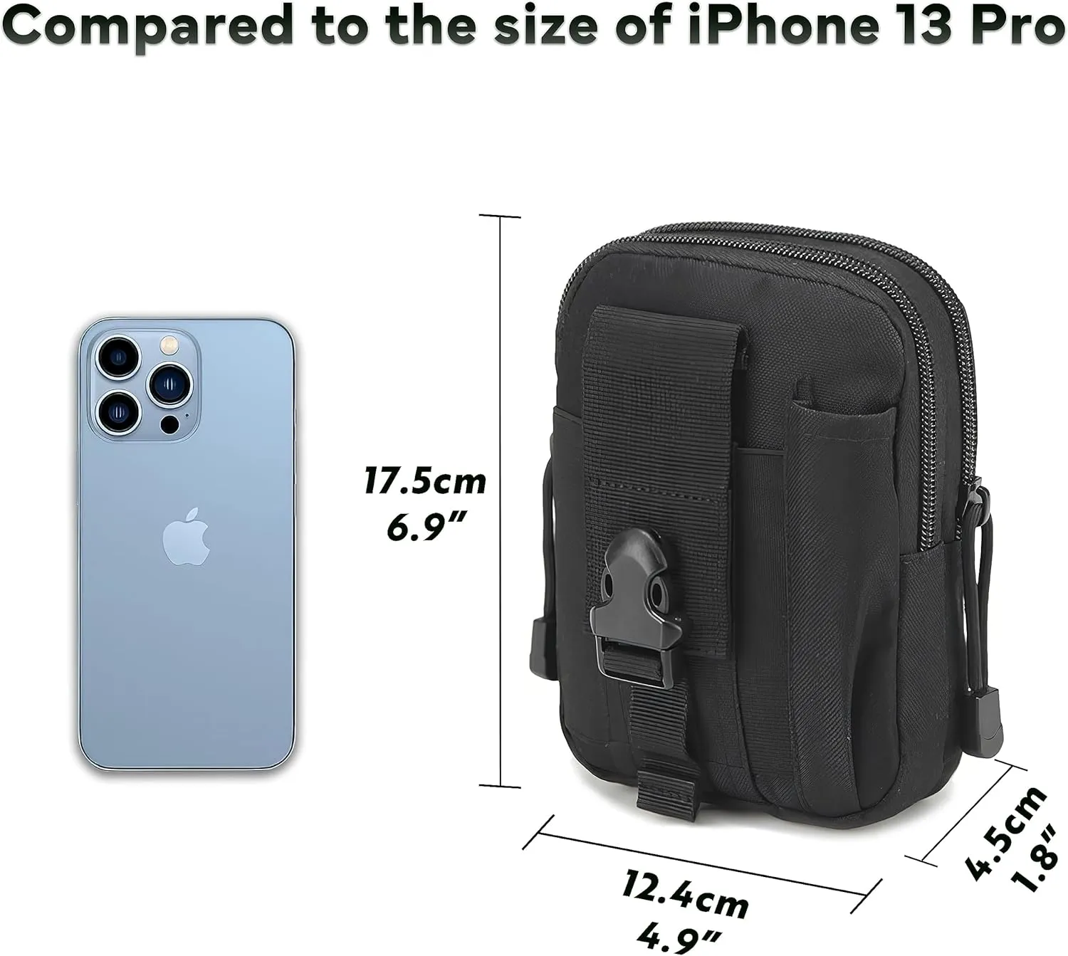 Tactical Waist Pouch MOLLE EDC Pouch Outdoor Man Waist Bag with Phone Belt Clip Holder Holster Carrying Pouch for Smartphone