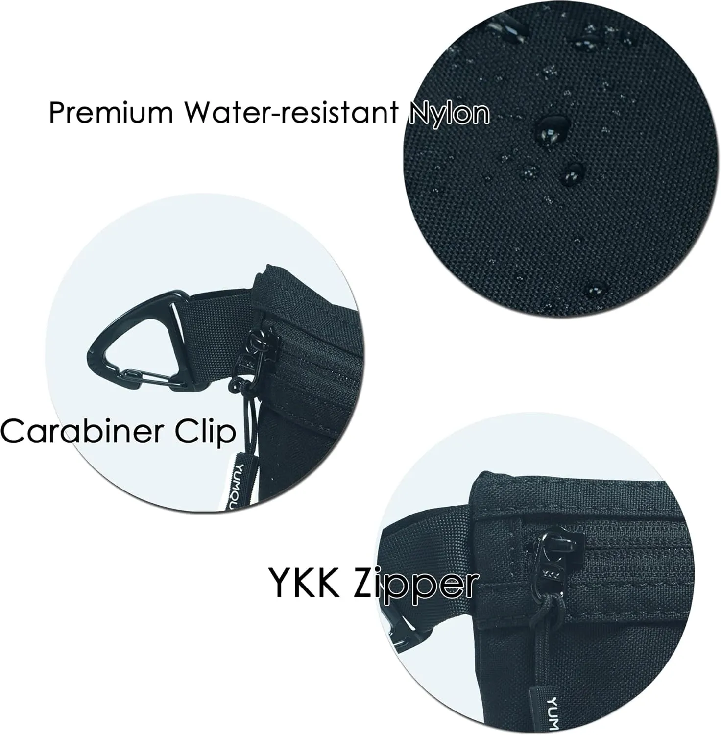 Water-Resistant Zipper Pouch with Carabiner Clip, Small Nylon Multipurpose Travel Digital Cosmetics Toiletry Bag Tool Storage Pouch, Black