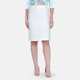 White Dupioni Straight fit Skirt